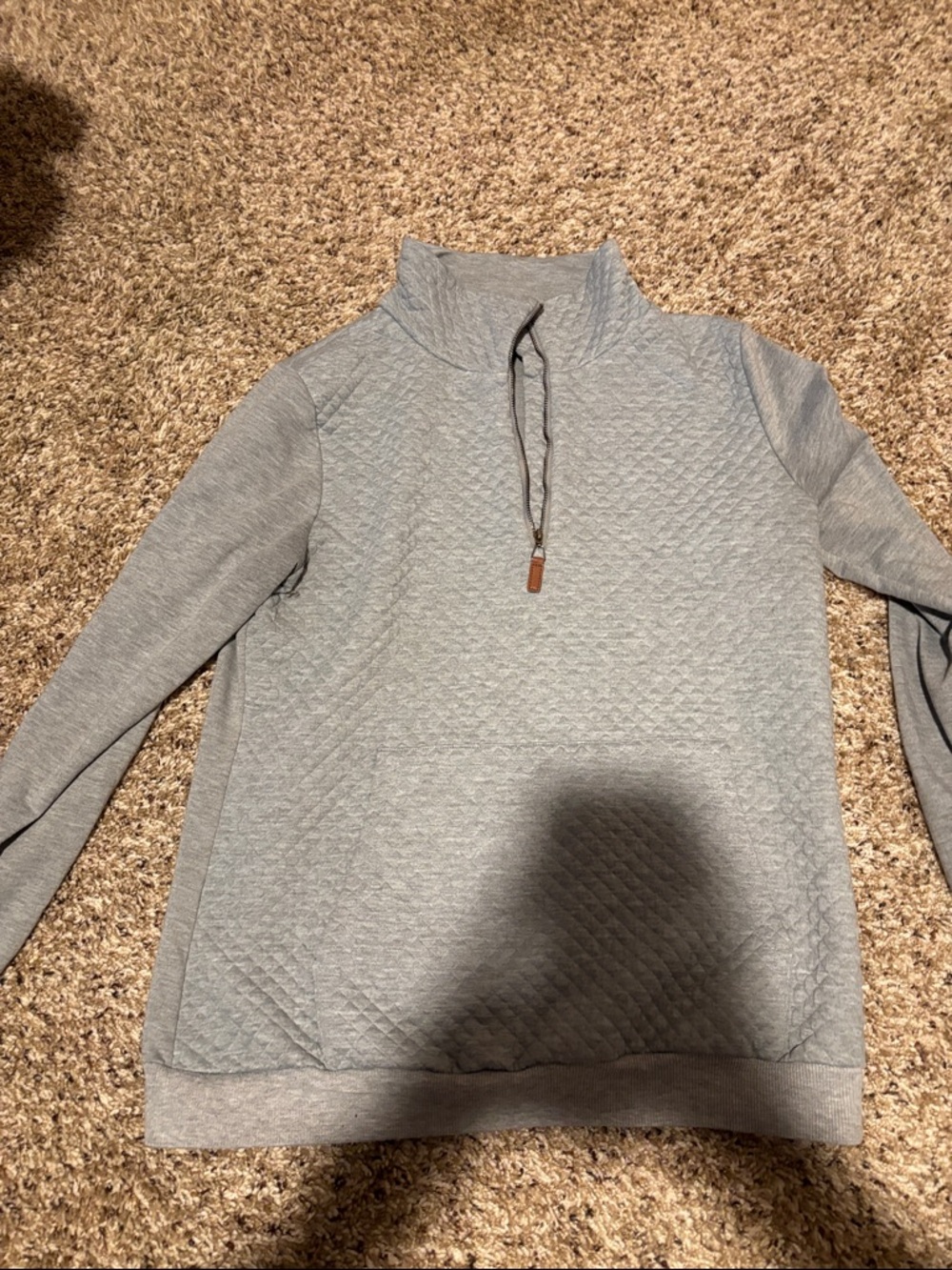 Men's Quilted Half-Zip Sweater - Light Gray